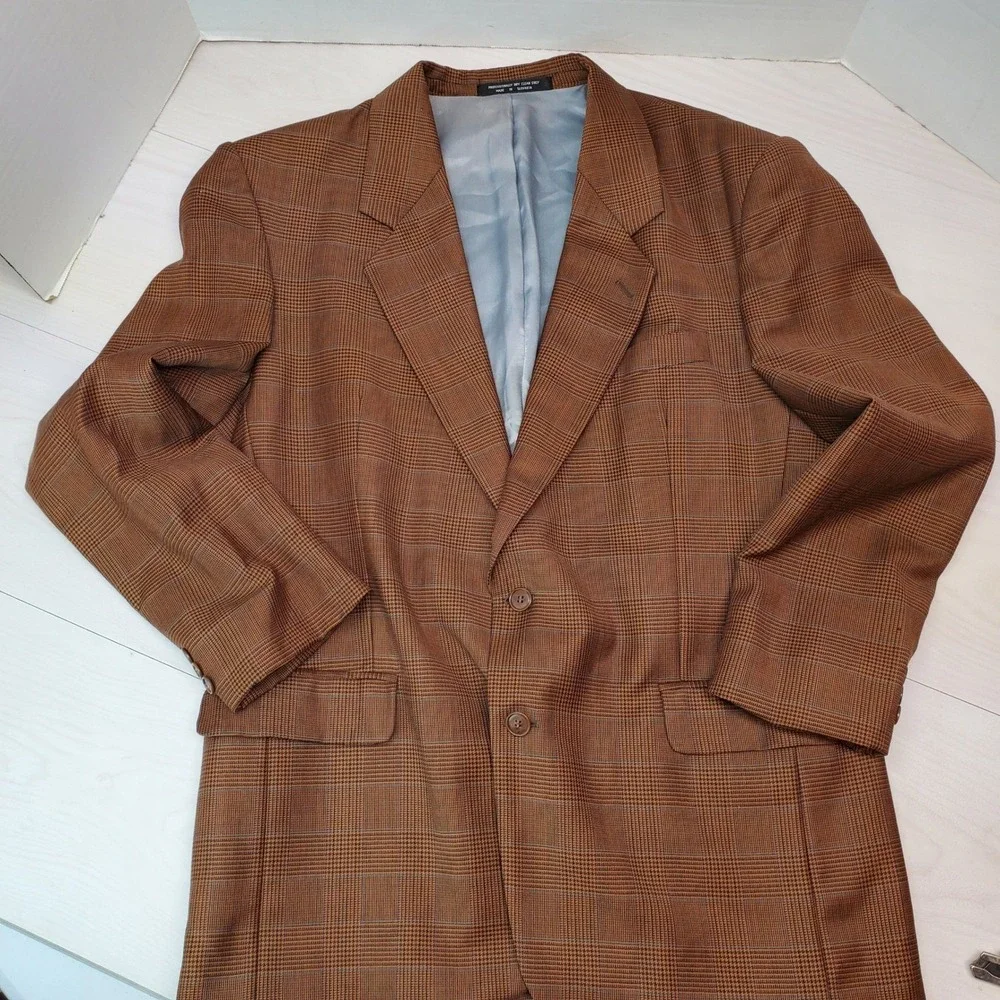 Paul Rodon Couture Zeidler & Zeidler Brown Glen Plaid Wool Blazer 42R Slovakia